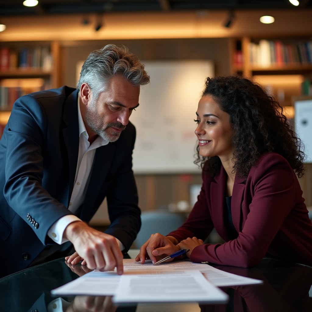 Monerovex educational team reviewing regulatory documentation in professional setting