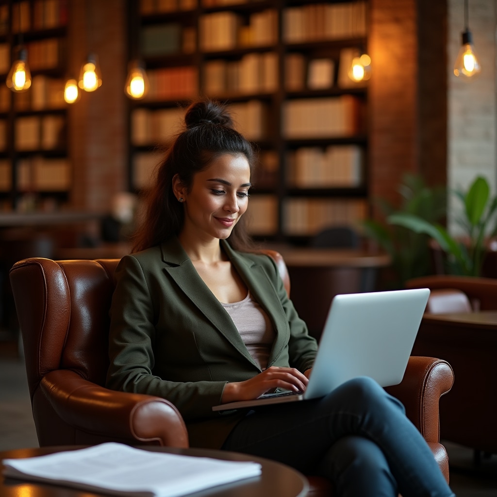 Professional studying regulatory documents in a modern office environment